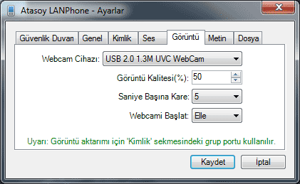 LANPhone ayarlar penceresi